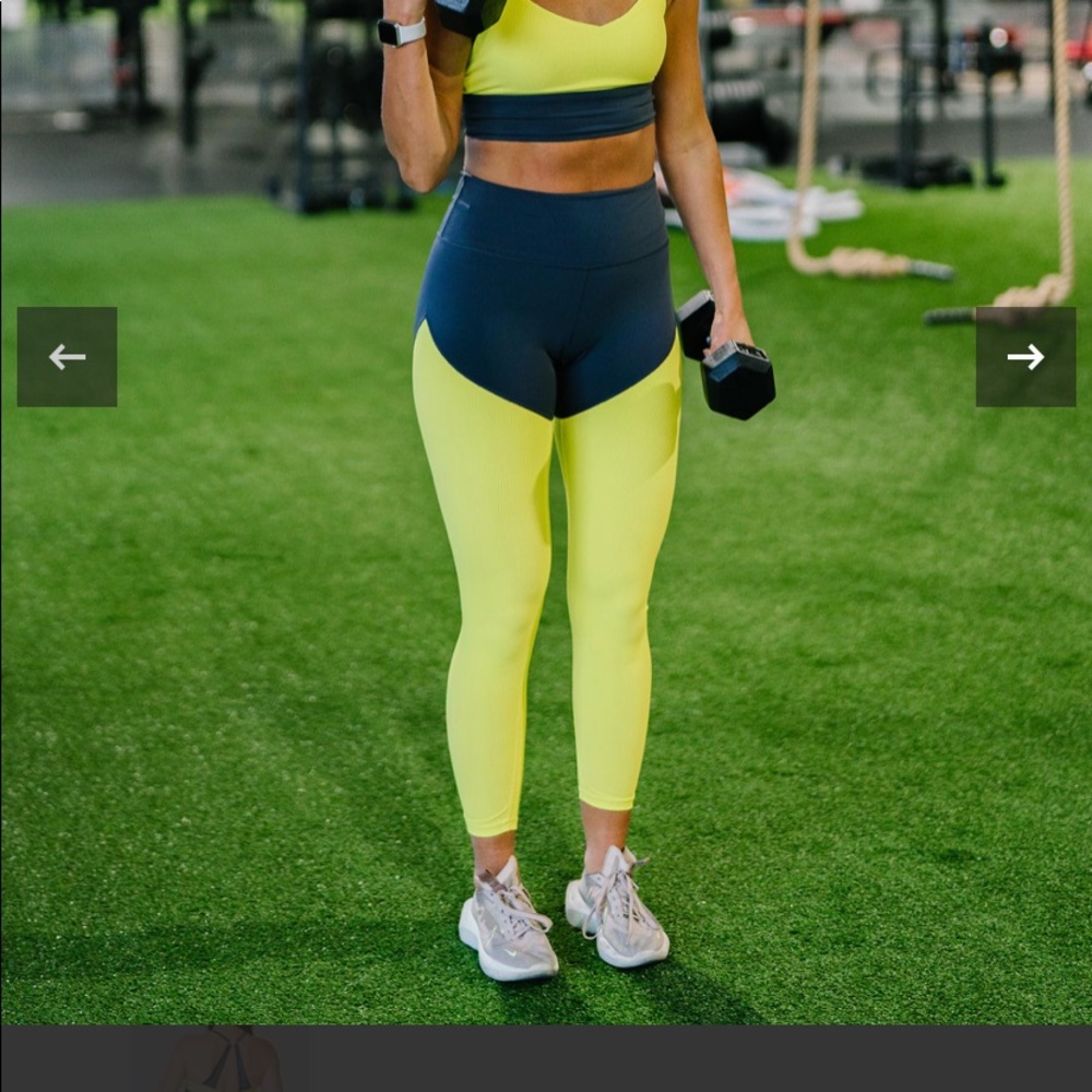 Zyia Neon Yellow Parallel Luxe Hi-Rise Leggings